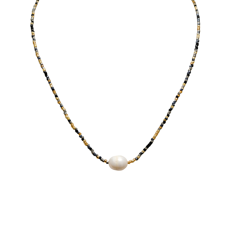 COLLANA CON PERLINE COLORATE E PERLA - MNK21121160G80