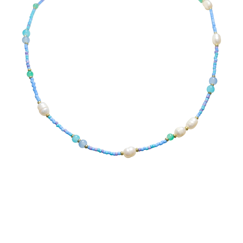 COLLANA CON PERLINE COLORATE E PERLE - MNK21121180H4