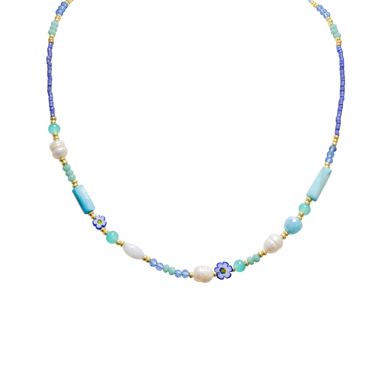 COLLANA CON PERLINE COLORATE E PERLE - MNK21121188H9