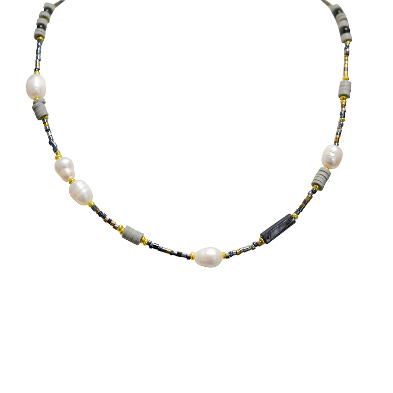 COLLANA CON PERLINE COLORATE E PERLE - MNK21121196G86