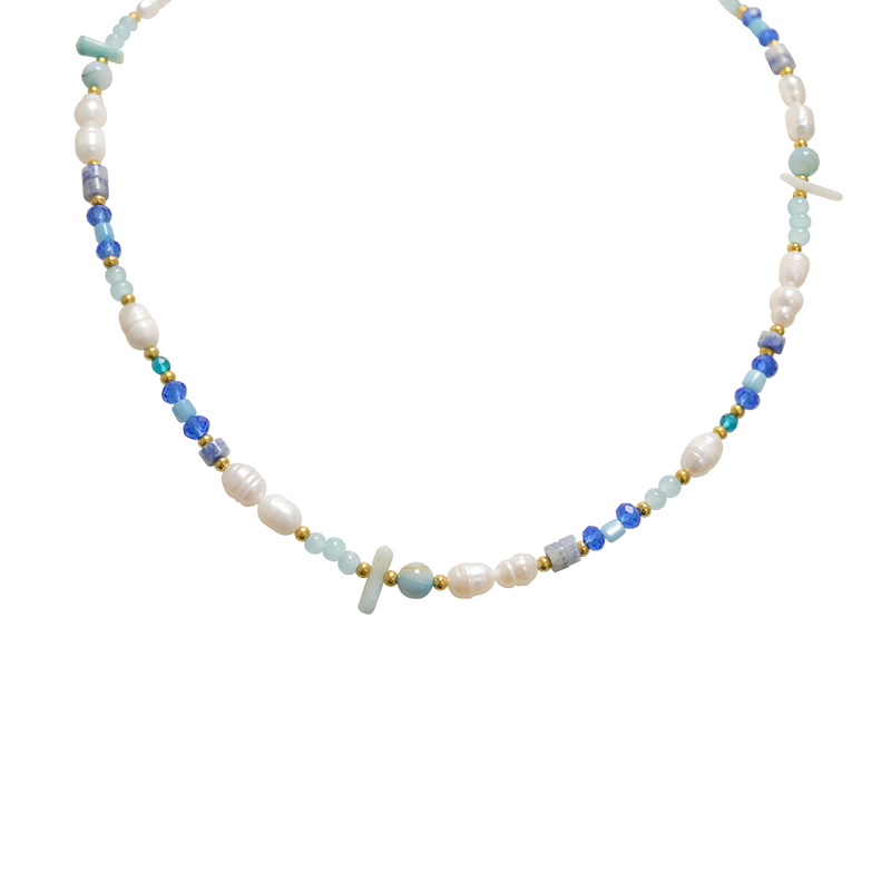 COLLANA CON PERLINE COLORATE E PERLE - MNK21121196H14