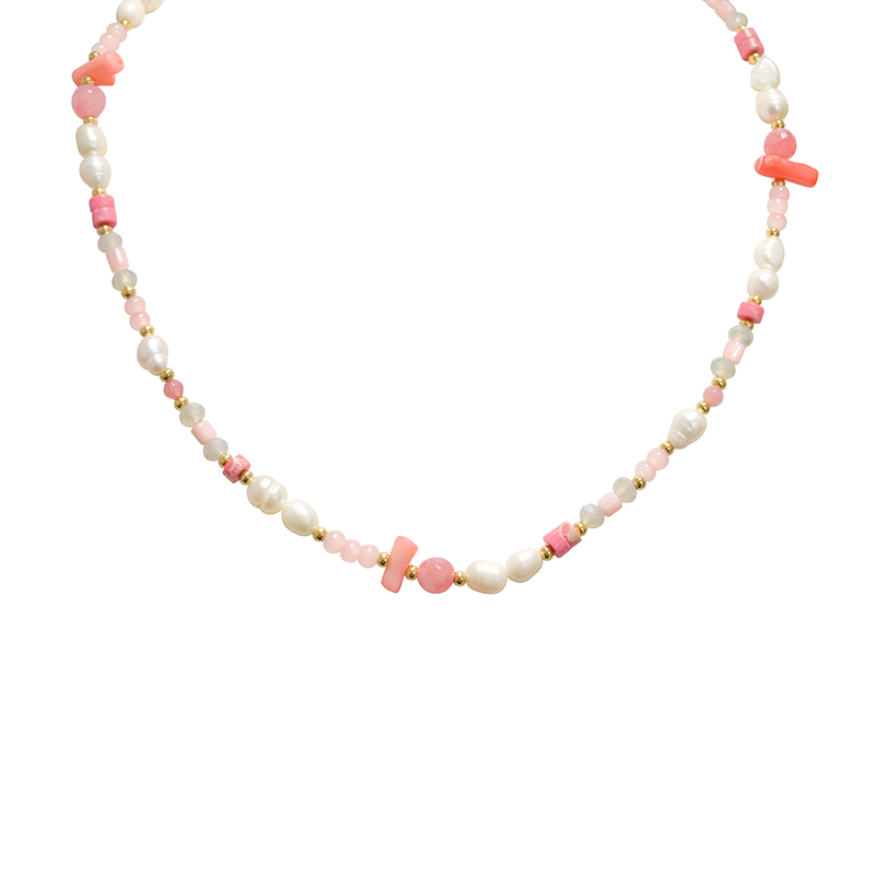 COLLANA CON PERLINE COLORATE E PERLE - MNK21121196H14