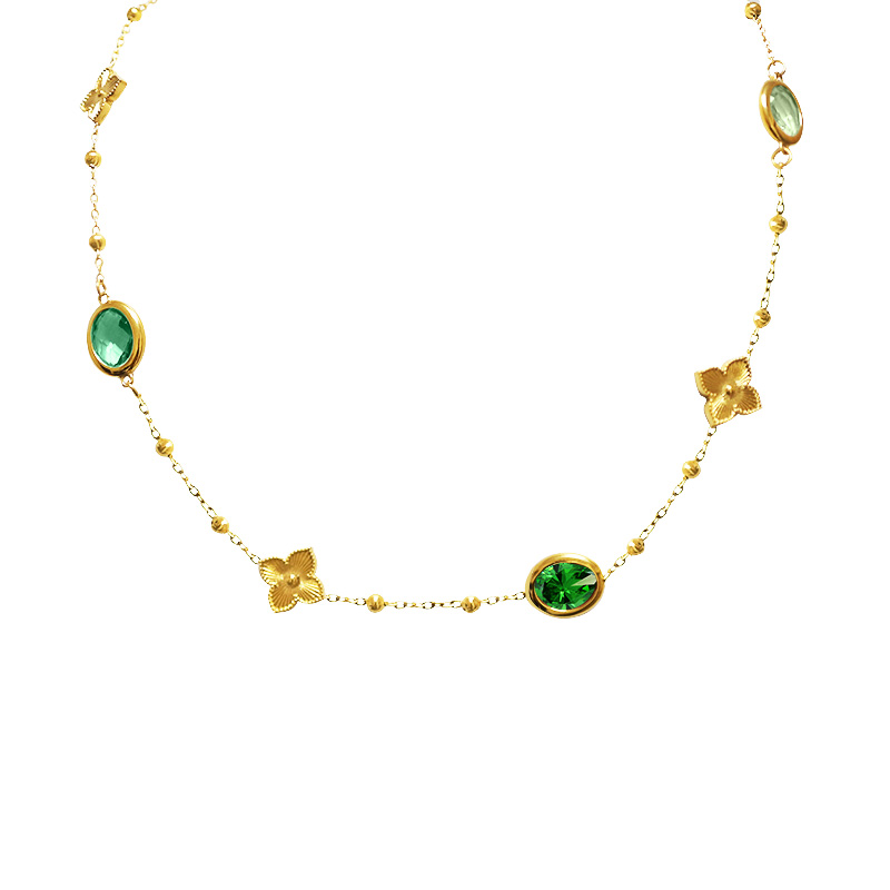 COLLANA CON CRISTALLI OVALI COLORATI E QUADRIFOGLI - MY251048C262