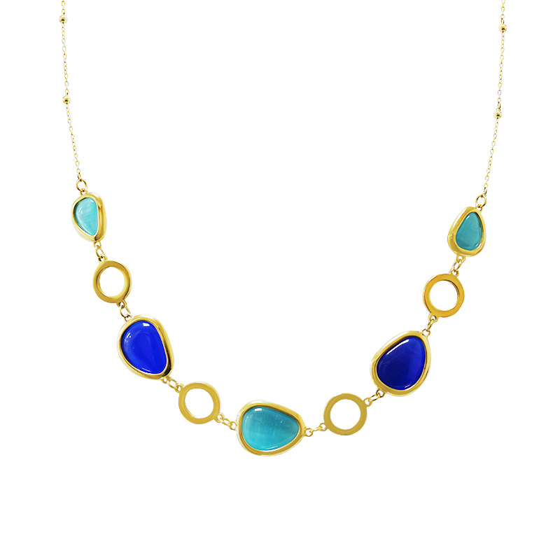 COLLANA CON CRISTALLI COLORATI A FORMA ORGANICA - MY251152C257