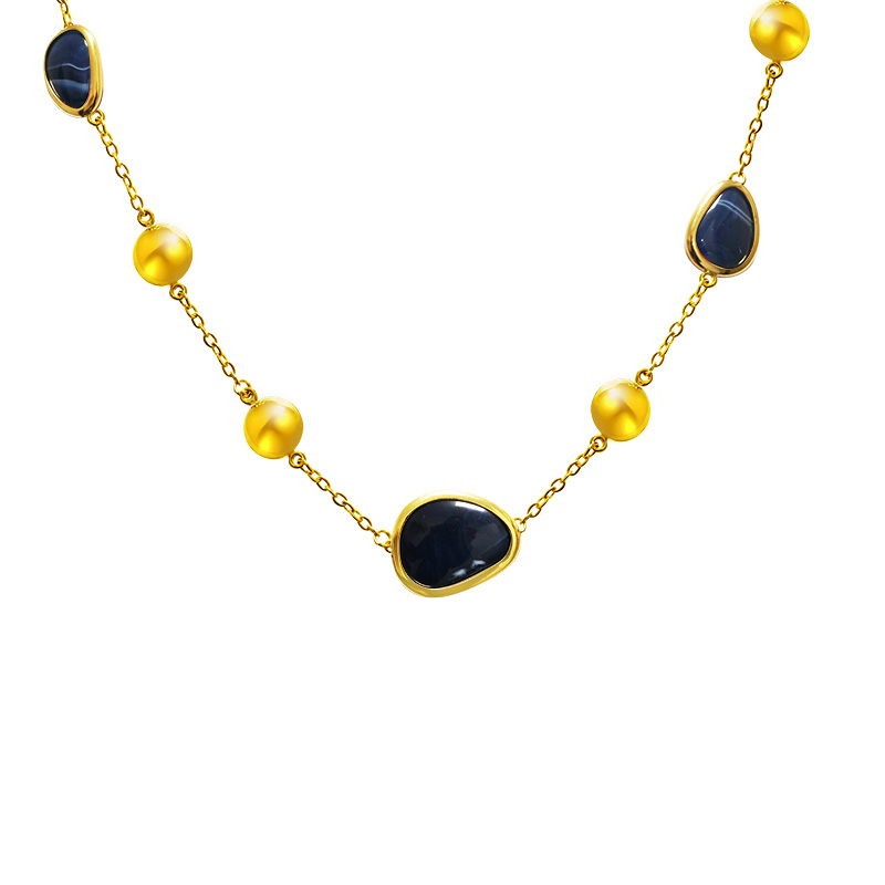 COLLANA CON RESINA A FORMA ORGANICA - MY251336C259