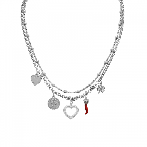 COLLANA A DOPPIO FILO CON CHARMS PORTAFORTUNA - MY25156C240