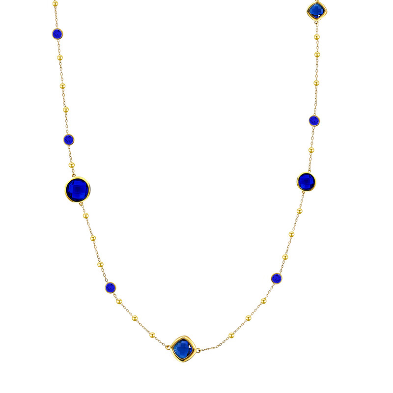 COLLANA LUNGA CON CRISTALLI ROTONDI E QUADRATI COLORATI - MY25164C251