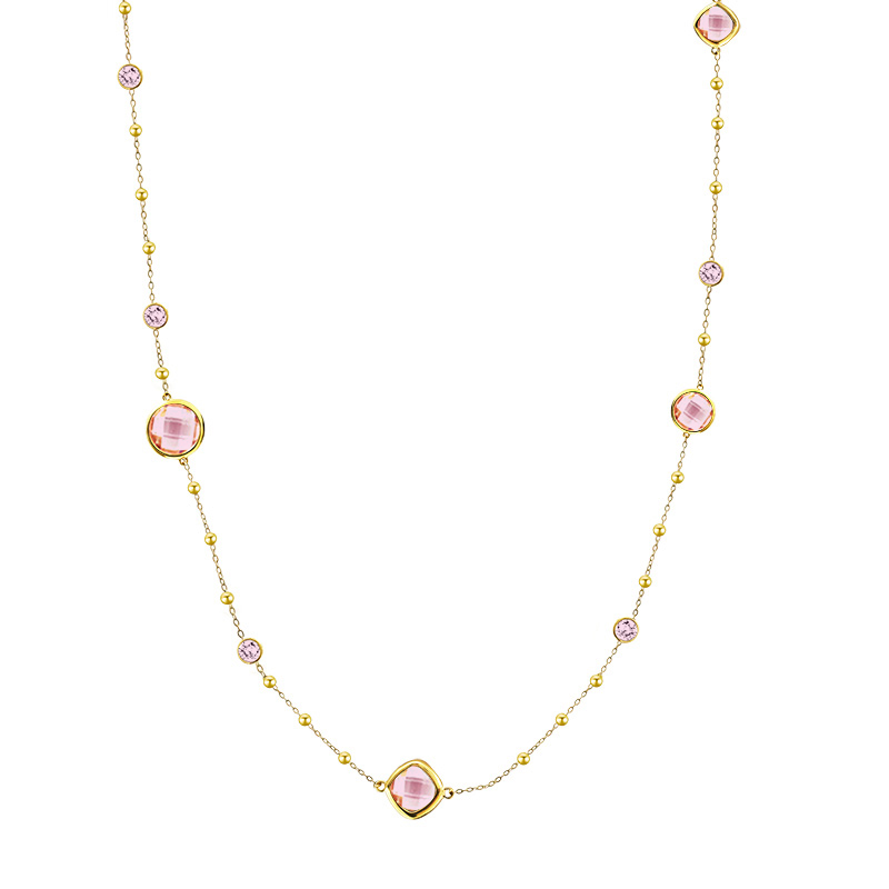 COLLANA LUNGA CON CRISTALLI ROTONDI E QUADRATI COLORATI - MY25164C251