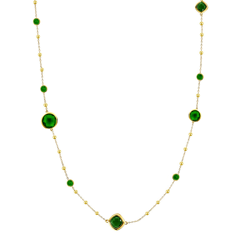 COLLANA LUNGA CON CRISTALLI ROTONDI E QUADRATI COLORATI - MY25164C251