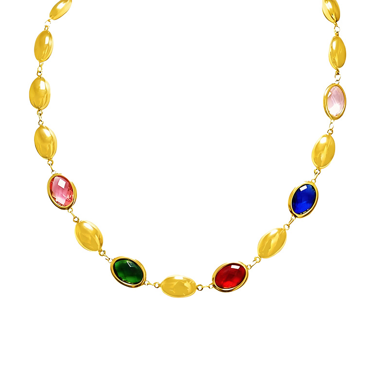 COLLANA SONAGLIO CON CRISTALLI OVALI COLORATI - MY25188C238