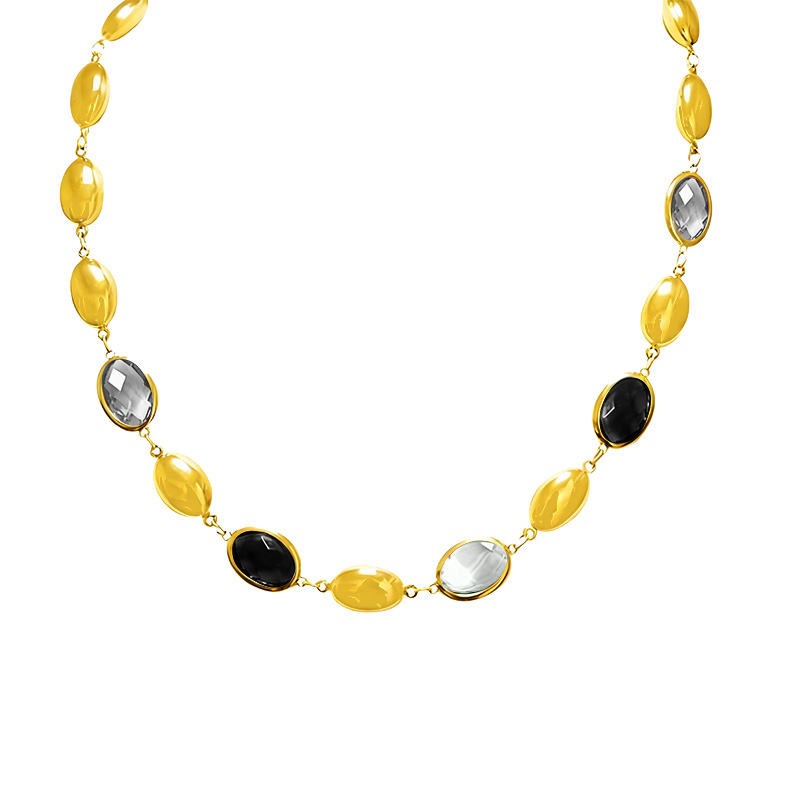 COLLANA SONAGLIO CON CRISTALLI OVALI COLORATI - MY25188C238