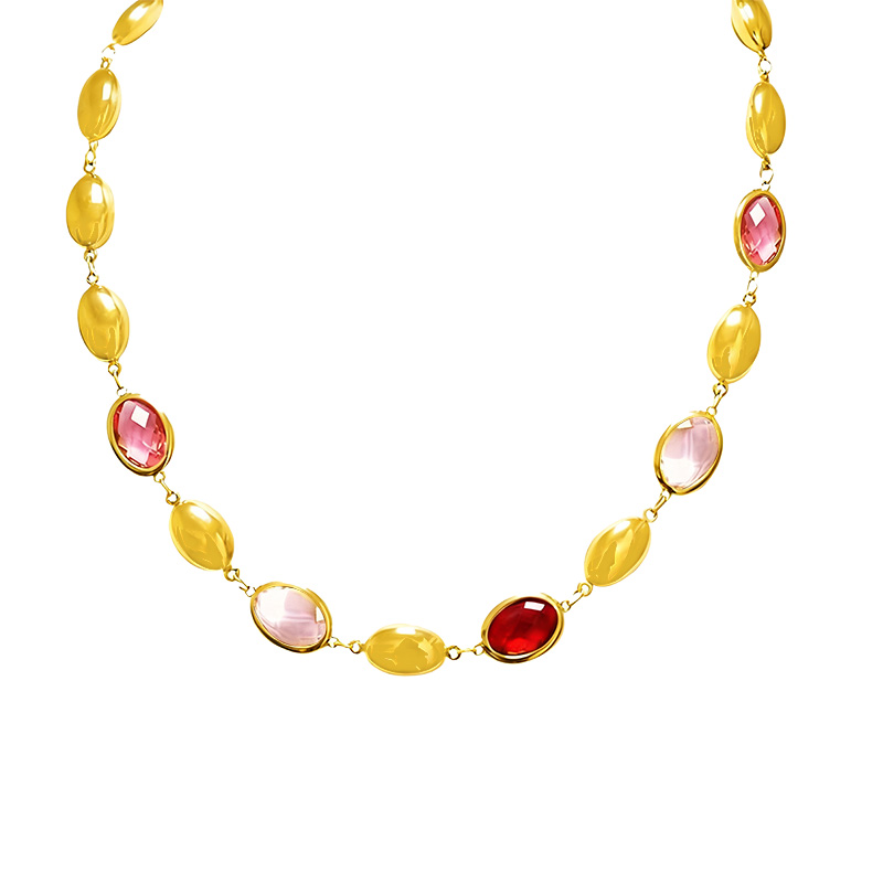 COLLANA SONAGLIO CON CRISTALLI OVALI COLORATI - MY25188C238