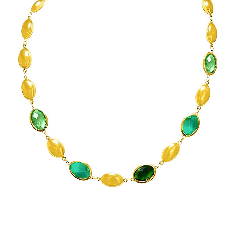 COLLANA SONAGLIO CON CRISTALLI OVALI COLORATI - MY25188C238