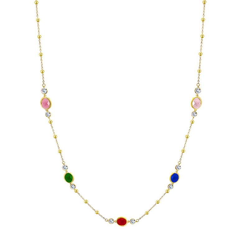 COLLANA LUNGA CON CRISTALLI OVALI E ROTONDI COLORATI - MY251944C248