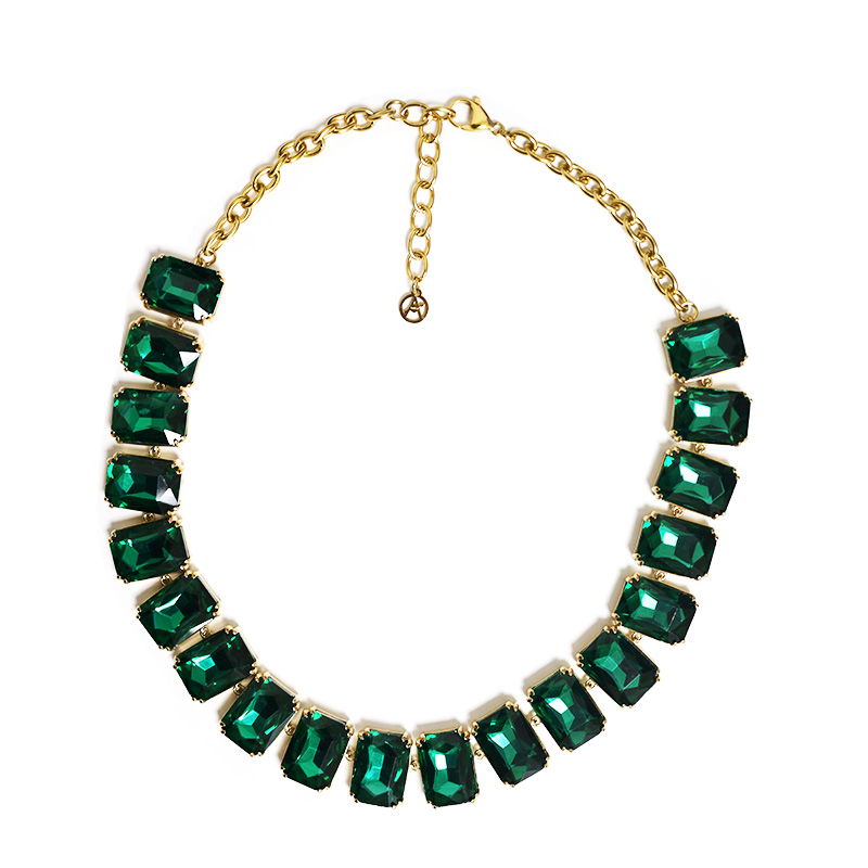 COLLANA GIROCOLLO CON CRISTALLI COLORATI RETTANGOLARI - MY25208C245