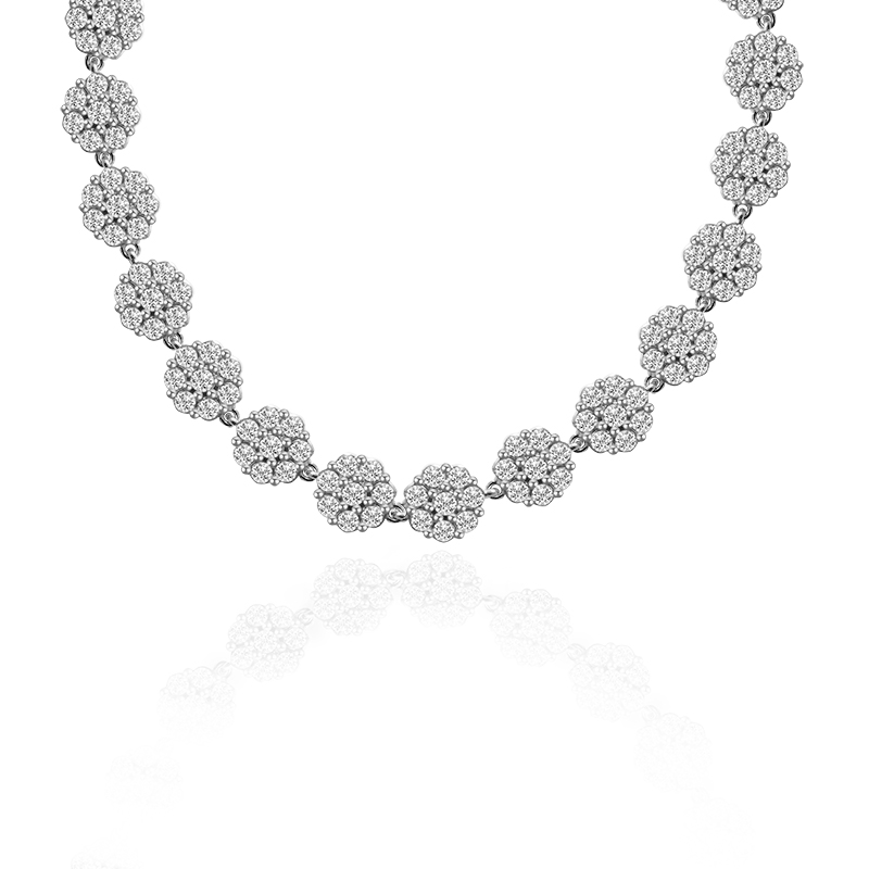 COLLANA GIROCOLLO CON FIORI DI ZIRCONI - MY252104C716