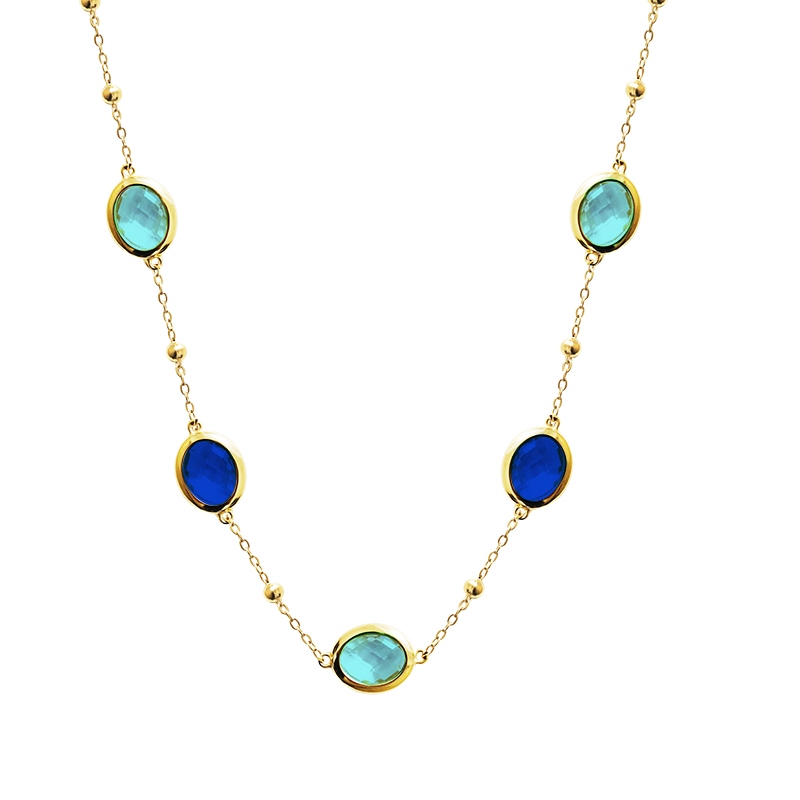 COLLANA CON CRISTALLI OVALI COLORATI - MY25992C265