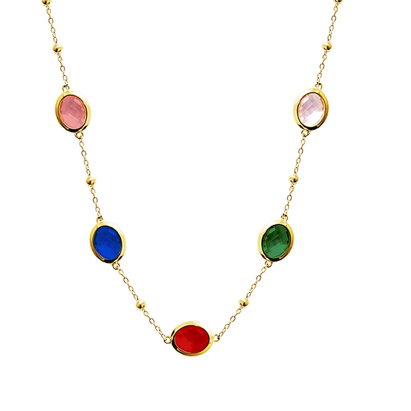 COLLANA CON CRISTALLI OVALI COLORATI - MY25992C265