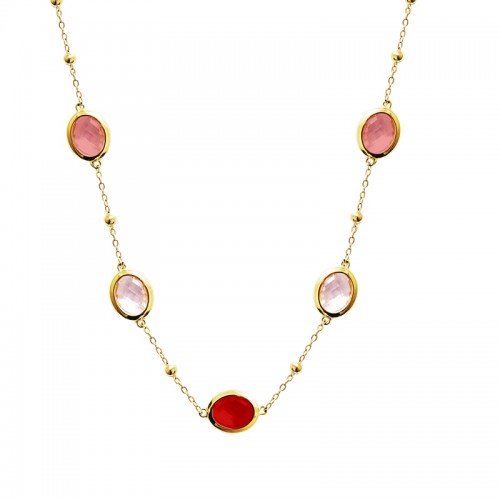 COLLANA CON CRISTALLI OVALI COLORATI - MY25992C265