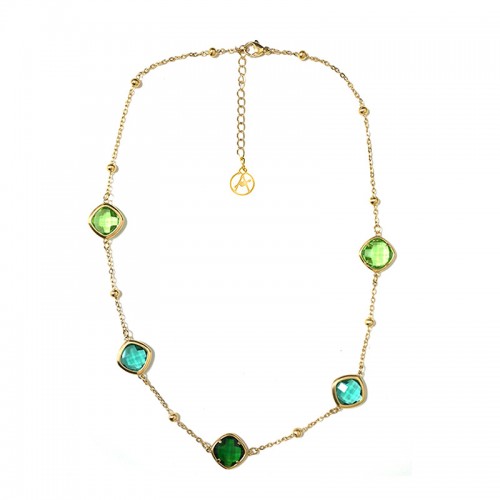 COLLANA CON CRISTALLI QUADRATI COLORATI - MY25992C268