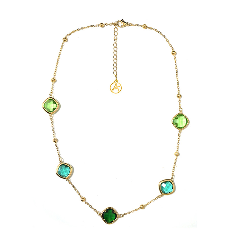 COLLANA CON CRISTALLI QUADRATI COLORATI - MY25992C268