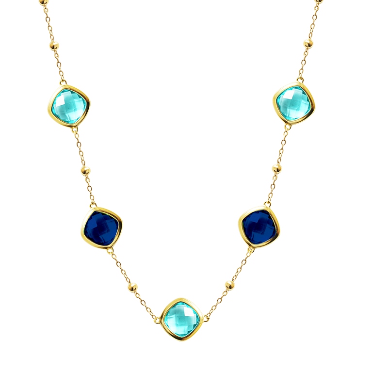 COLLANA CON CRISTALLI QUADRATI COLORATI - MY25992C268