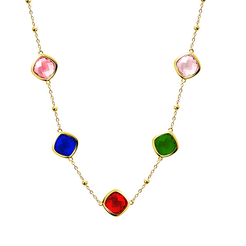 COLLANA CON CRISTALLI QUADRATI COLORATI - MY25992C268