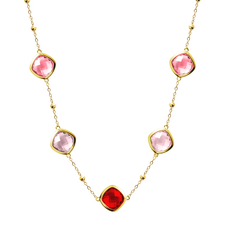 COLLANA CON CRISTALLI QUADRATI COLORATI - MY25992C268