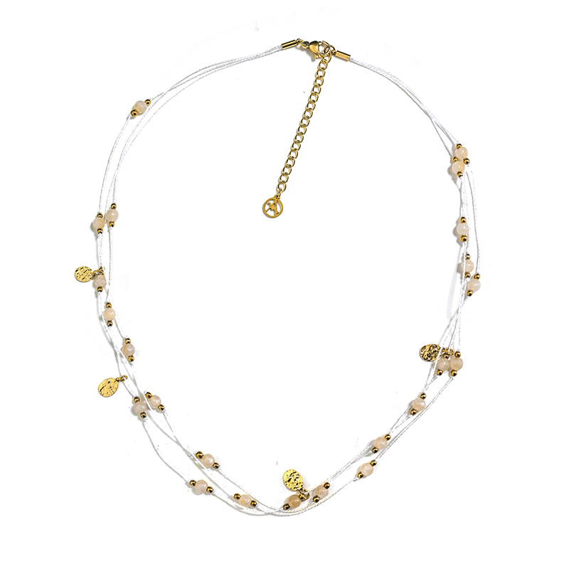 COLLANA TRE FILI A CORDINO CON PIETRE - NK21124112F52