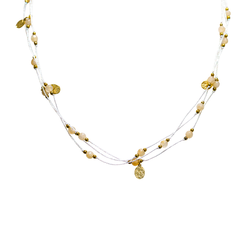 COLLANA TRE FILI A CORDINO CON PIETRE - NK21124112F52