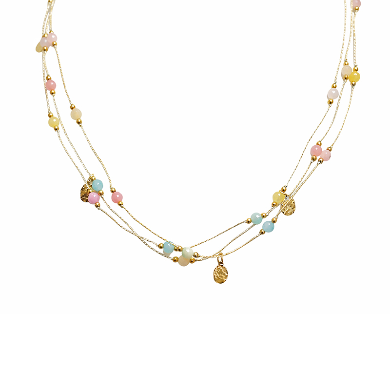 COLLANA TRE FILI A CORDINO CON PIETRE - NK21124112F52