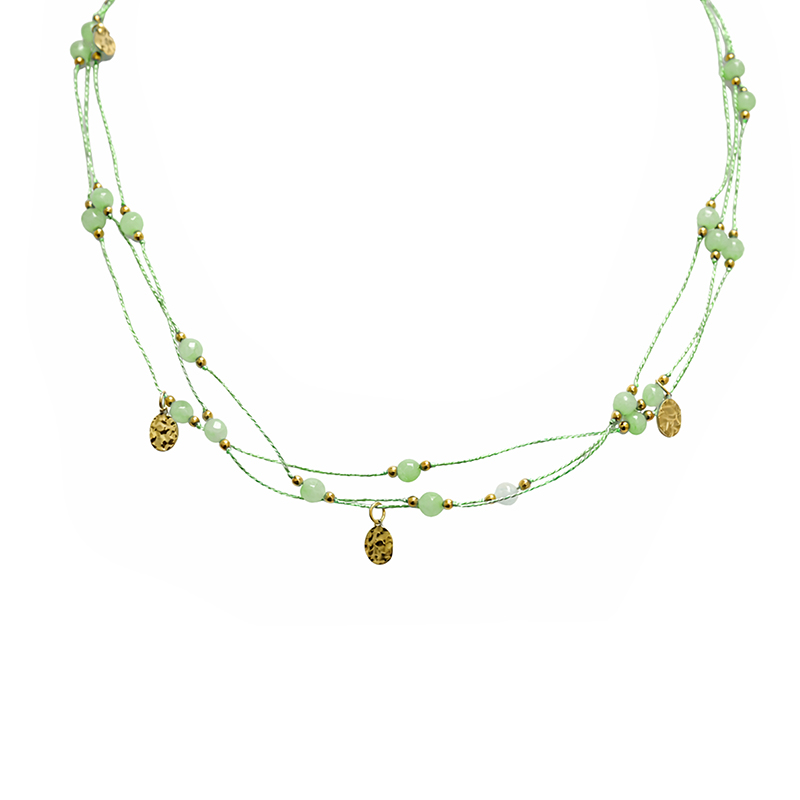 COLLANA TRE FILI A CORDINO CON PIETRE - NK21124112F52