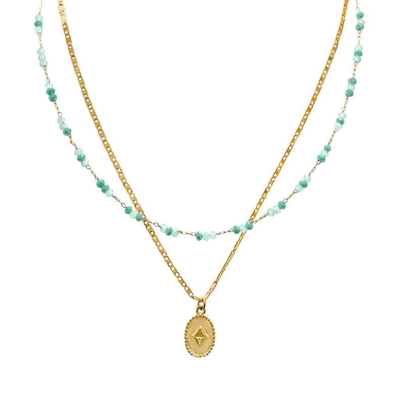 COLLANA A DOPPIO FILO CON PERLINE E PENDENTE - NK21124120E21 COLLANA A DOPPIO FILO CON PERLINE E PENDENTE - NK21124120E21