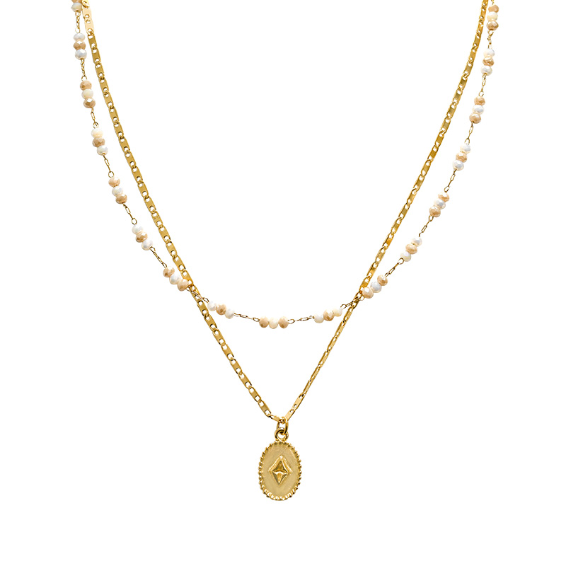 COLLANA A DOPPIO FILO CON PERLINE E PENDENTE - NK21124120E21 COLLANA A DOPPIO FILO CON PERLINE E PENDENTE - NK21124120E21