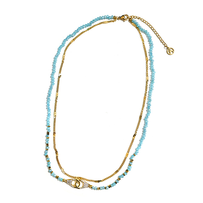 COLLANA A DOPPIO FILO CON PERLINE E CIONDOLO MANETTA - NK21124120E51 COLLANA A DOPPIO FILO CON PERLINE E CIONDOLO MANETTA - NK21124120E51