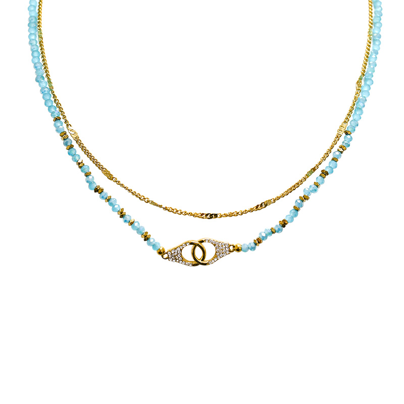 COLLANA A DOPPIO FILO CON PERLINE E CIONDOLO MANETTA - NK21124120E51 COLLANA A DOPPIO FILO CON PERLINE E CIONDOLO MANETTA - NK21124120E51