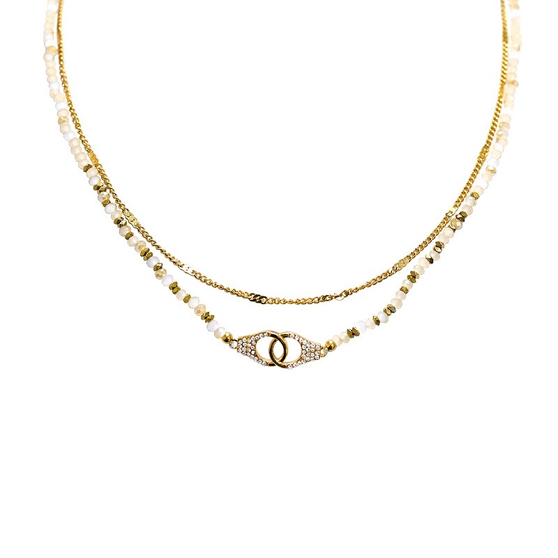 COLLANA A DOPPIO FILO CON PERLINE E CIONDOLO MANETTA - NK21124120E51 COLLANA A DOPPIO FILO CON PERLINE E CIONDOLO MANETTA - NK21124120E51