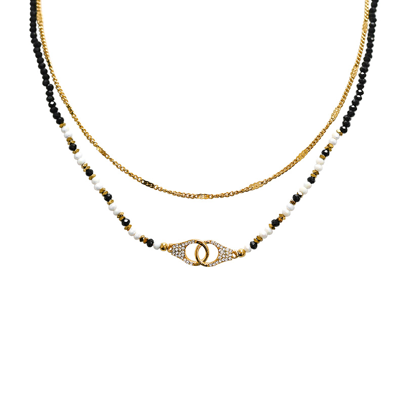 COLLANA A DOPPIO FILO CON PERLINE E CIONDOLO MANETTA - NK21124120E51 COLLANA A DOPPIO FILO CON PERLINE E CIONDOLO MANETTA - NK21124120E51