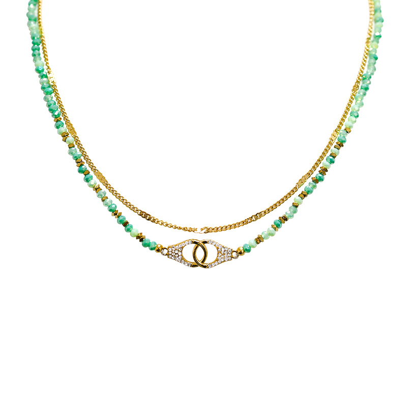 COLLANA A DOPPIO FILO CON PERLINE E CIONDOLO MANETTA - NK21124120E51 COLLANA A DOPPIO FILO CON PERLINE E CIONDOLO MANETTA - NK21124120E51