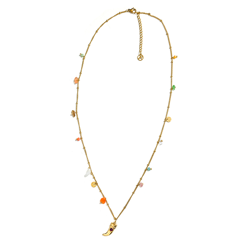 COLLANA PORTAFORTUNA CON CHARMS PIETRE E CORNO - NK21124128E61 COLLANA PORTAFORTUNA CON CHARMS PIETRE E CORNO - NK21124128E61