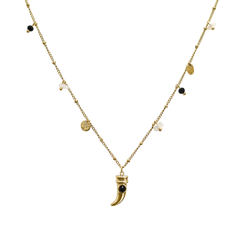 COLLANA PORTAFORTUNA CON CHARMS PIETRE E CORNO - NK21124128E61 COLLANA PORTAFORTUNA CON CHARMS PIETRE E CORNO - NK21124128E61