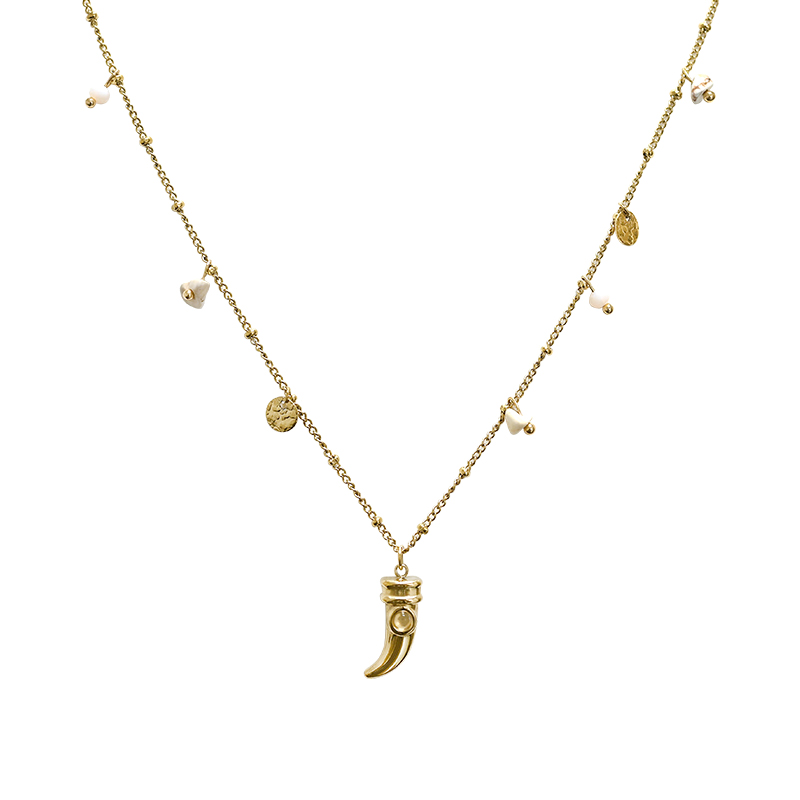 COLLANA PORTAFORTUNA CON CHARMS PIETRE E CORNO - NK21124128E61 COLLANA PORTAFORTUNA CON CHARMS PIETRE E CORNO - NK21124128E61