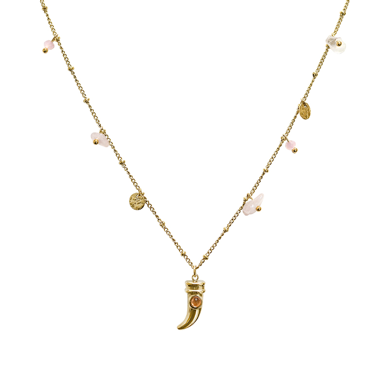 COLLANA PORTAFORTUNA CON CHARMS PIETRE E CORNO - NK21124128E61 COLLANA PORTAFORTUNA CON CHARMS PIETRE E CORNO - NK21124128E61