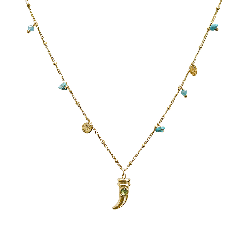 COLLANA PORTAFORTUNA CON CHARMS PIETRE E CORNO - NK21124128E61 COLLANA PORTAFORTUNA CON CHARMS PIETRE E CORNO - NK21124128E61