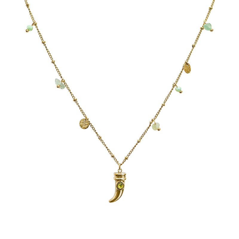 COLLANA PORTAFORTUNA CON CHARMS PIETRE E CORNO - NK21124128E61 COLLANA PORTAFORTUNA CON CHARMS PIETRE E CORNO - NK21124128E61