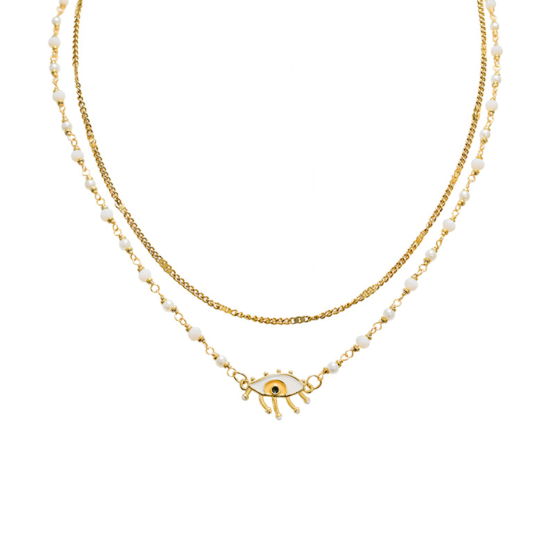 COLLANA A DOPPIO FILO CON PERLINE E CIONDOLO OCCHIO - NK21124136E47