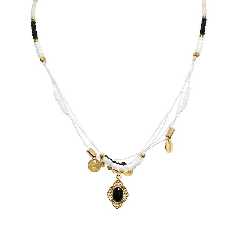 COLLANA A CORDINO CON CRISTALLI E PIETRE - NK21124136E95