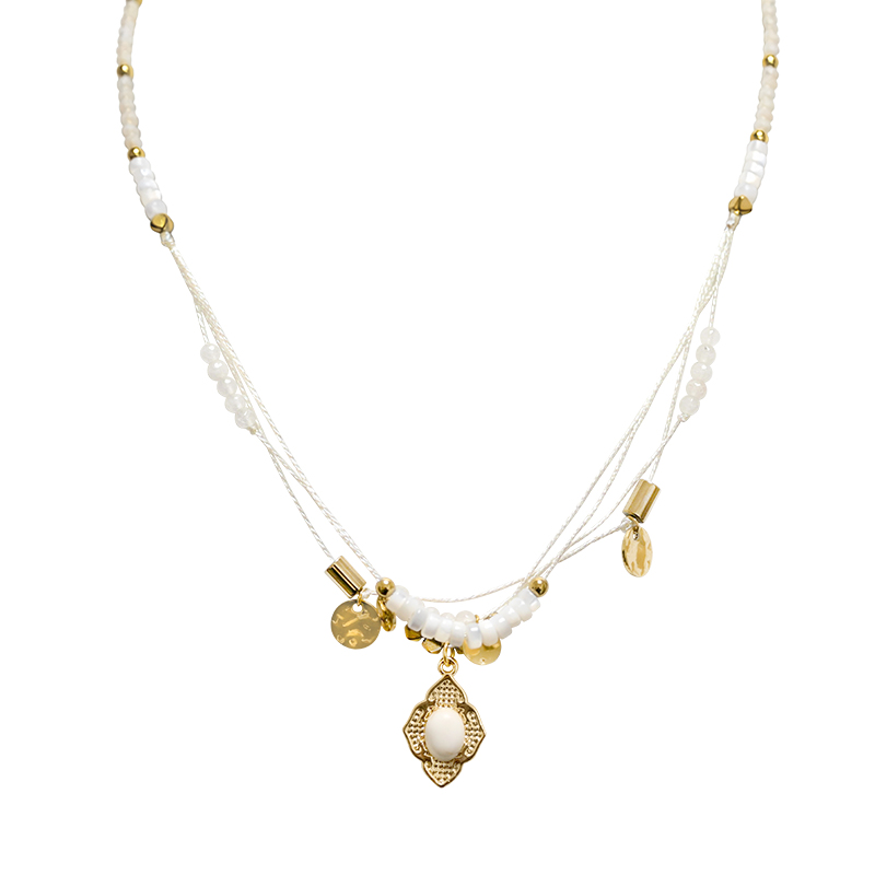 COLLANA A CORDINO CON CRISTALLI E PIETRE - NK21124136E95