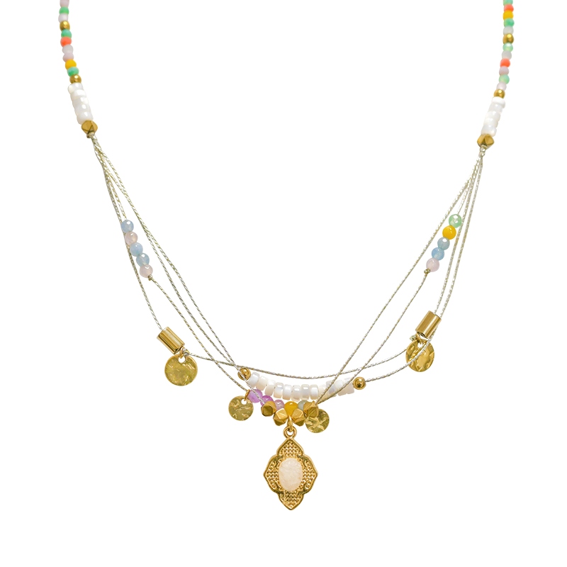 COLLANA A CORDINO CON CRISTALLI E PIETRE - NK21124136E95