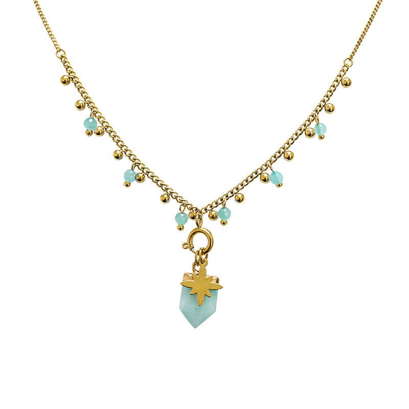 COLLANA CON CHARMS STELLA POLARE E PIETRA FORMA SCUDO - NK21124144E86